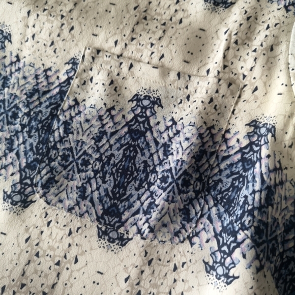 Kenar 100% Silk Blue Porcelaine Print Short Sleeve Dress - Picture 9 of 10